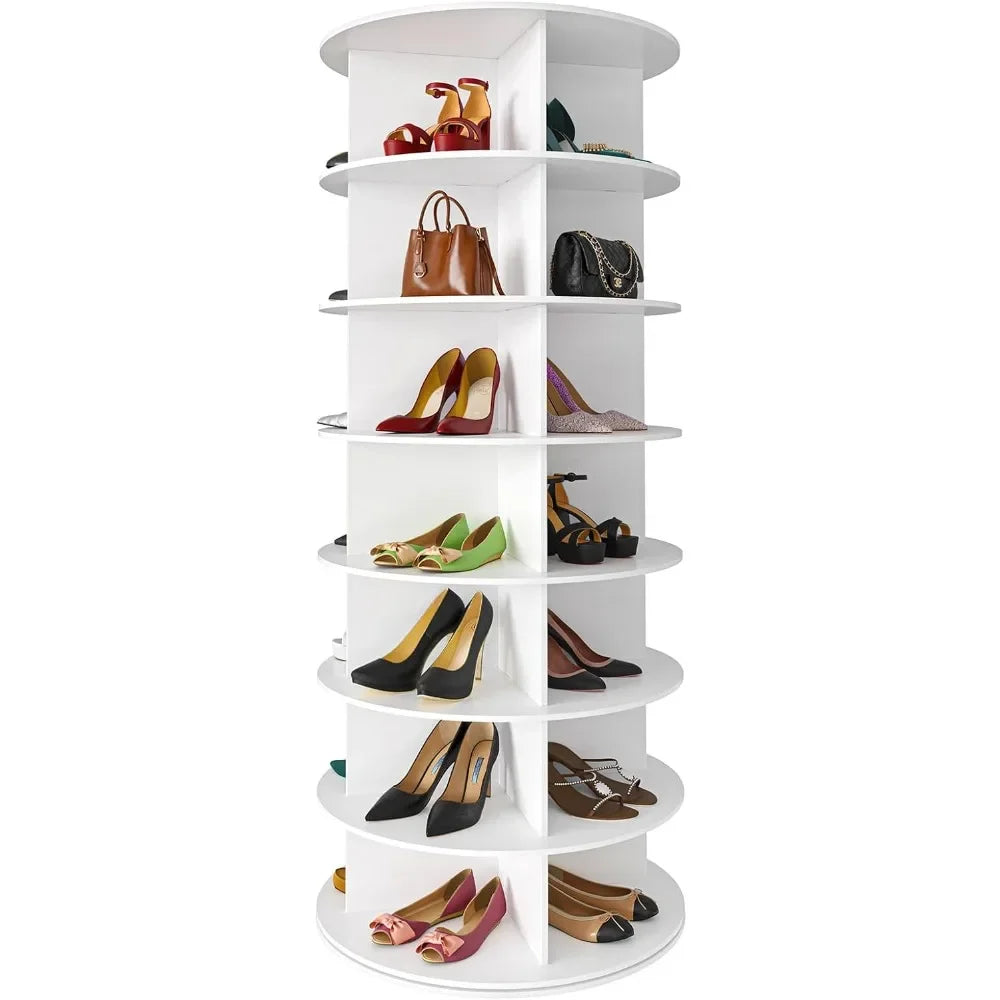 7 Tier,Spinning Shoe Display Lazy ,Revolving 360 Shoe Rack Storage Round Carousel