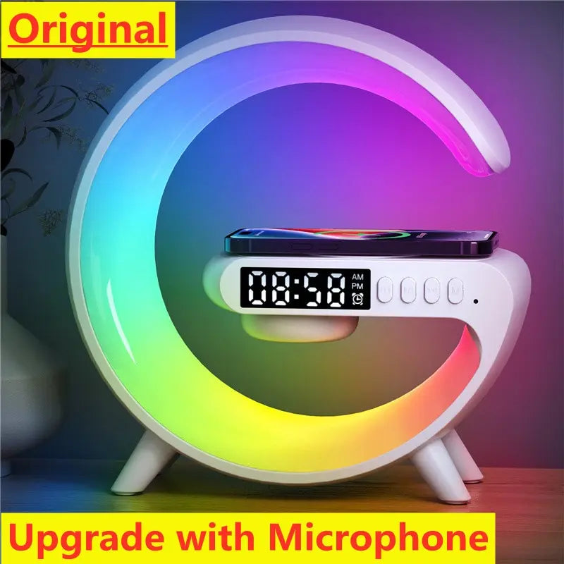 Bluetooth Speaker Wireless Charger Pad Stand Home Stereo Loudspeaker Subwoofer RGB Night Light Lamp Fast Charging Station Dock